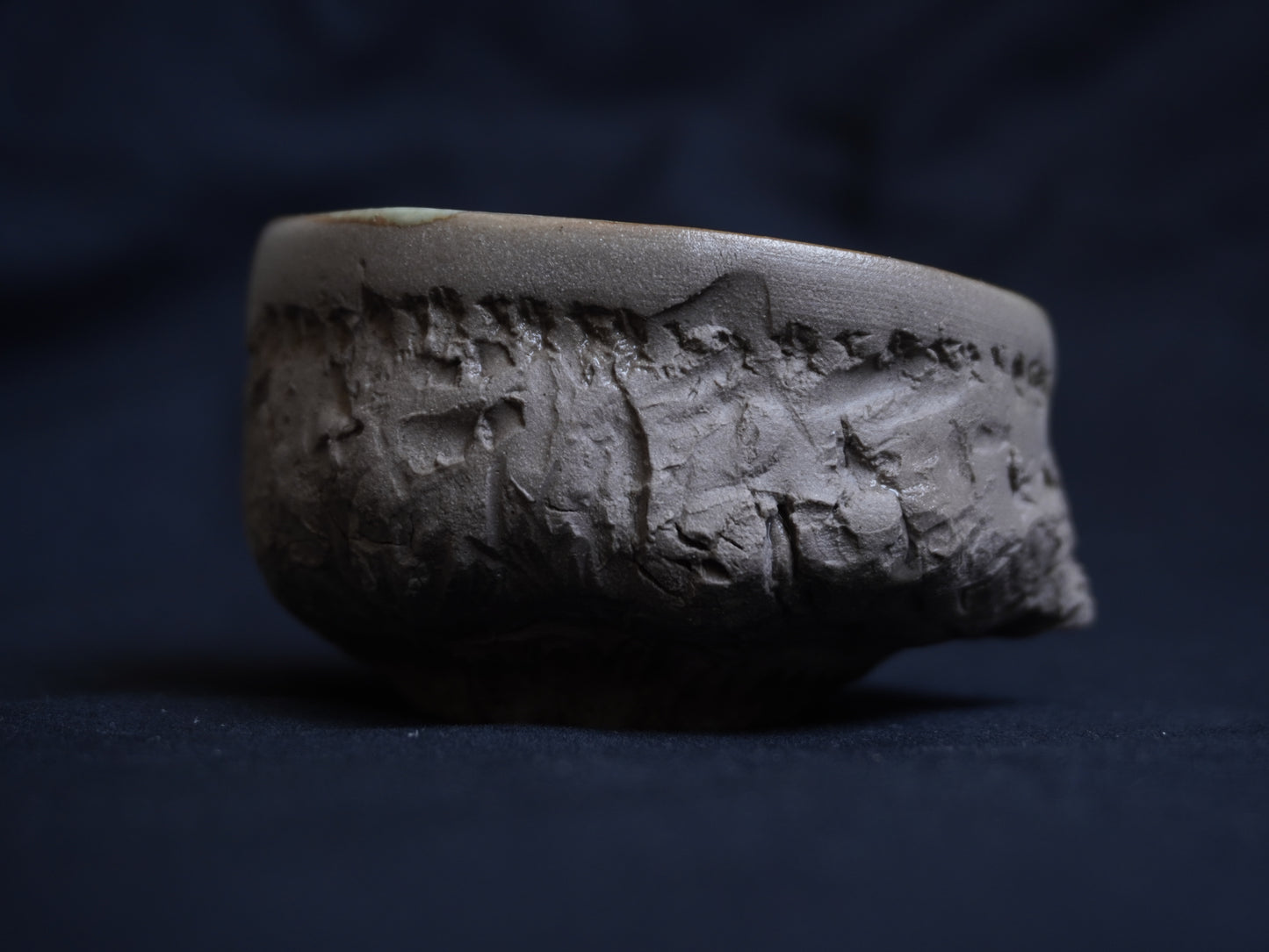 Chamotte Tea Bowl with Natural Pattern, 85 ml