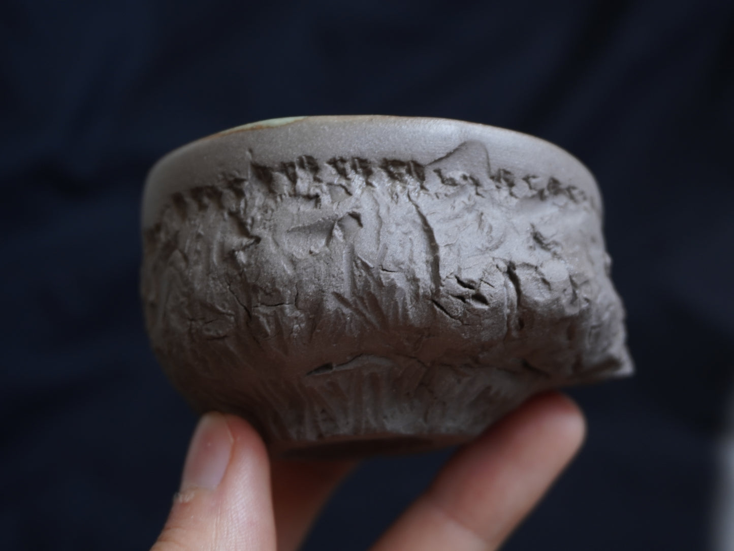 Chamotte Tea Bowl with Natural Pattern, 85 ml