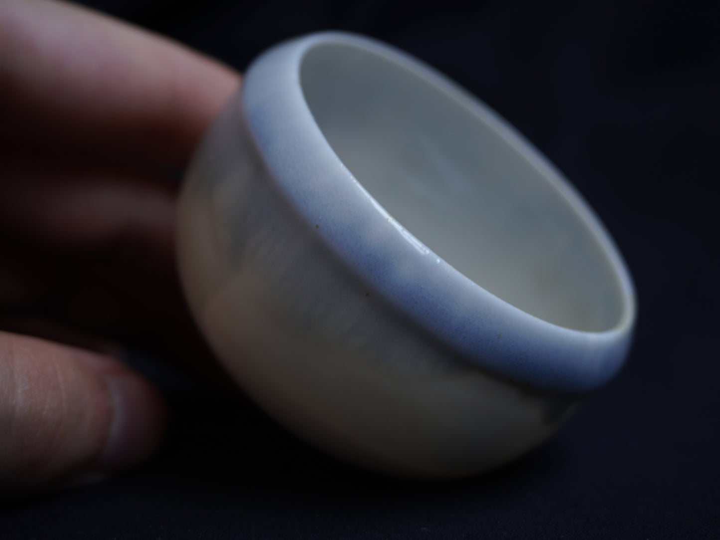 Porcelain Tea Bowl with Blue Frost Patterns, 80 ml