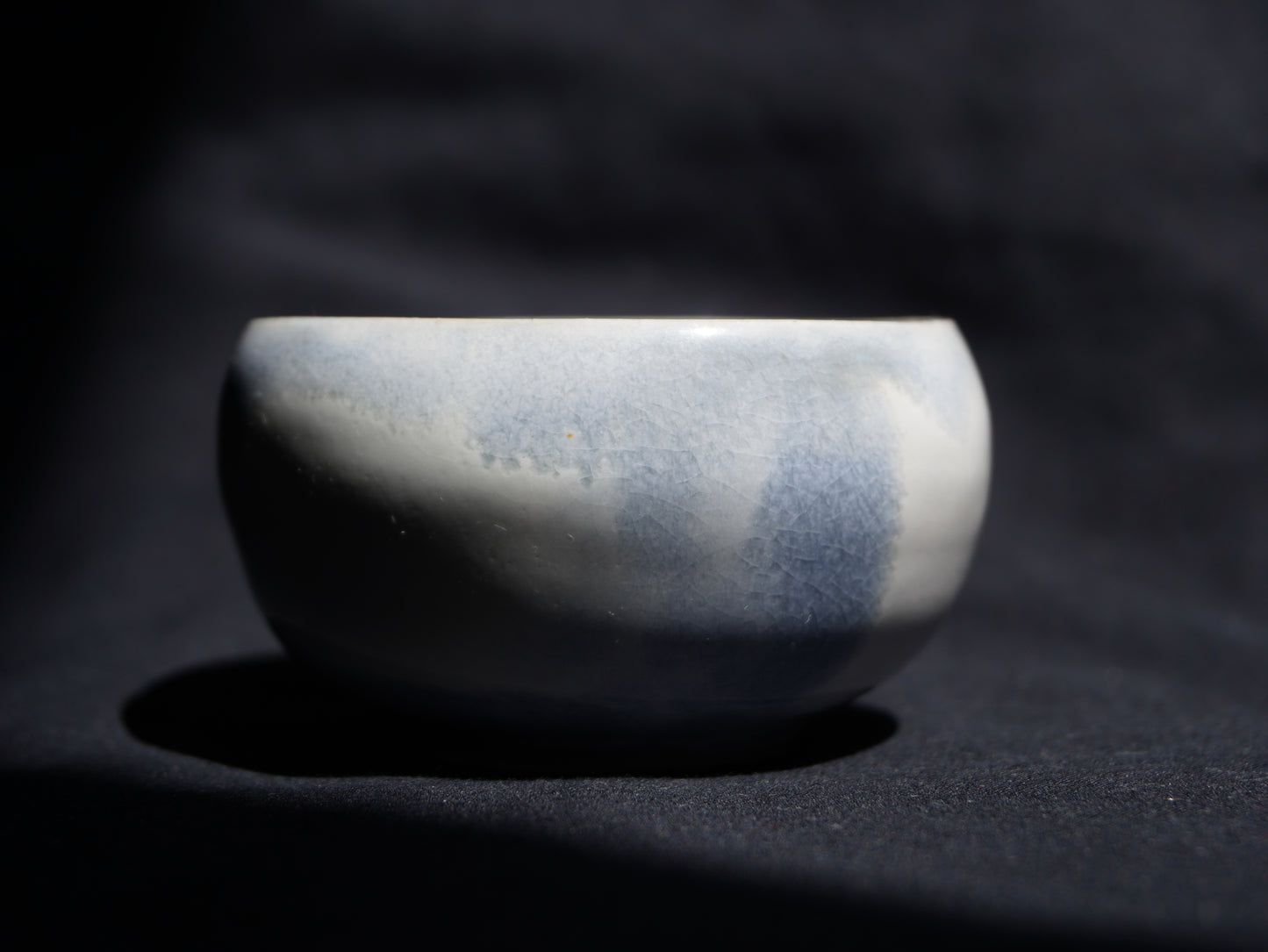 White Clay Tea Bowl with “Blue Foam”, 55 ml