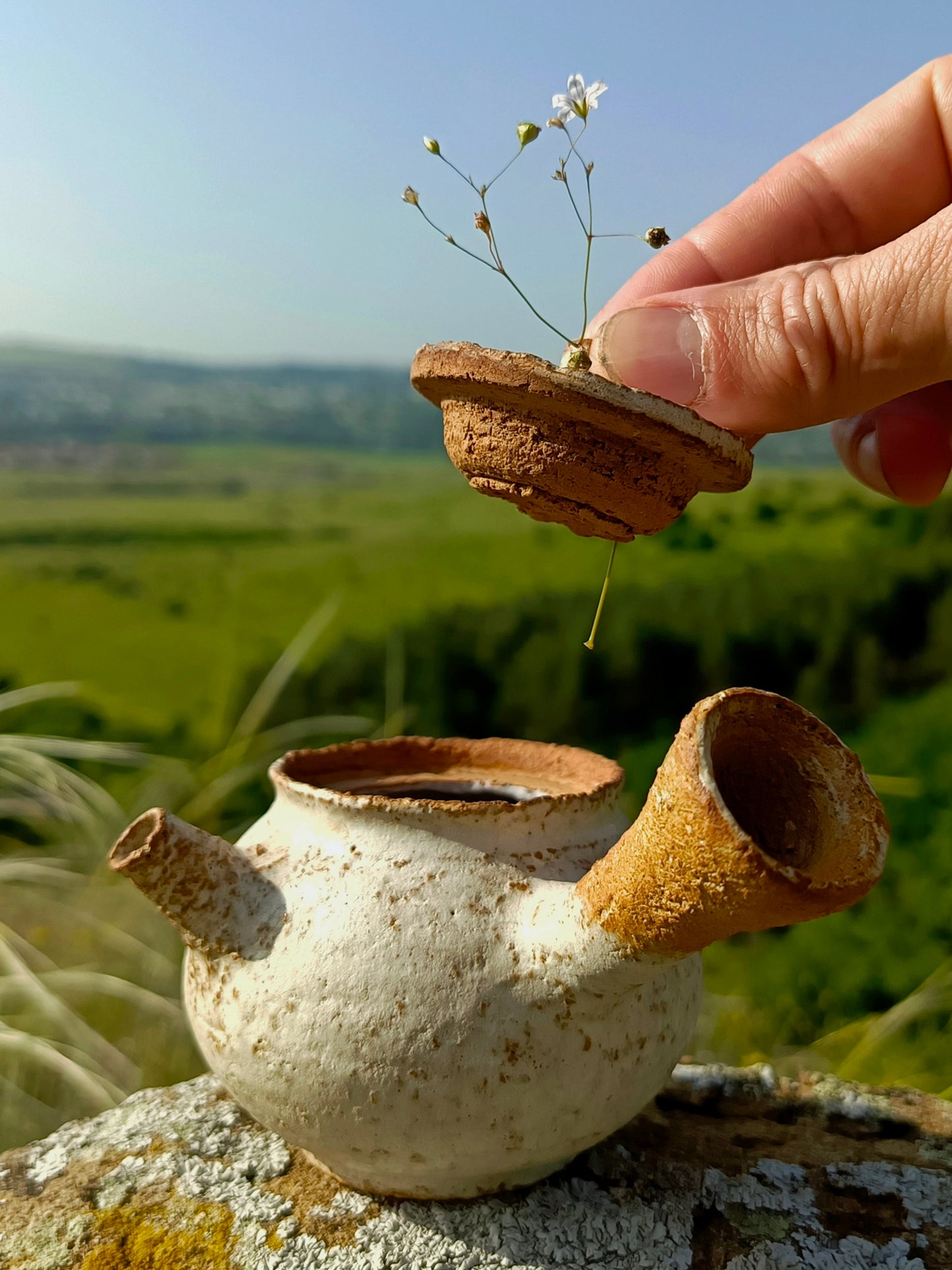 Shamot Clay White Teapot, 140 ml