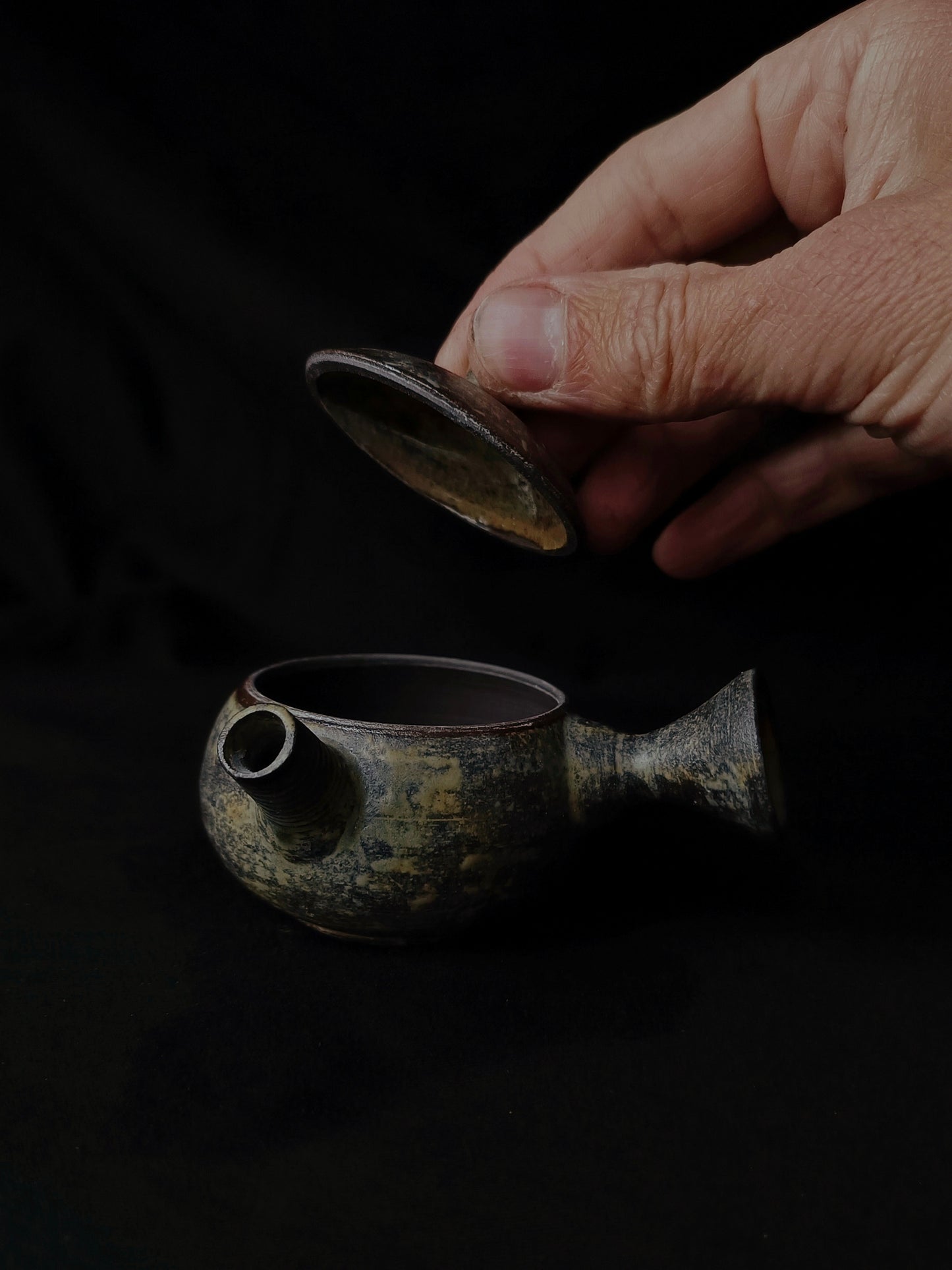 Side-Handle Teapot, Ash Glaze, 80 ml