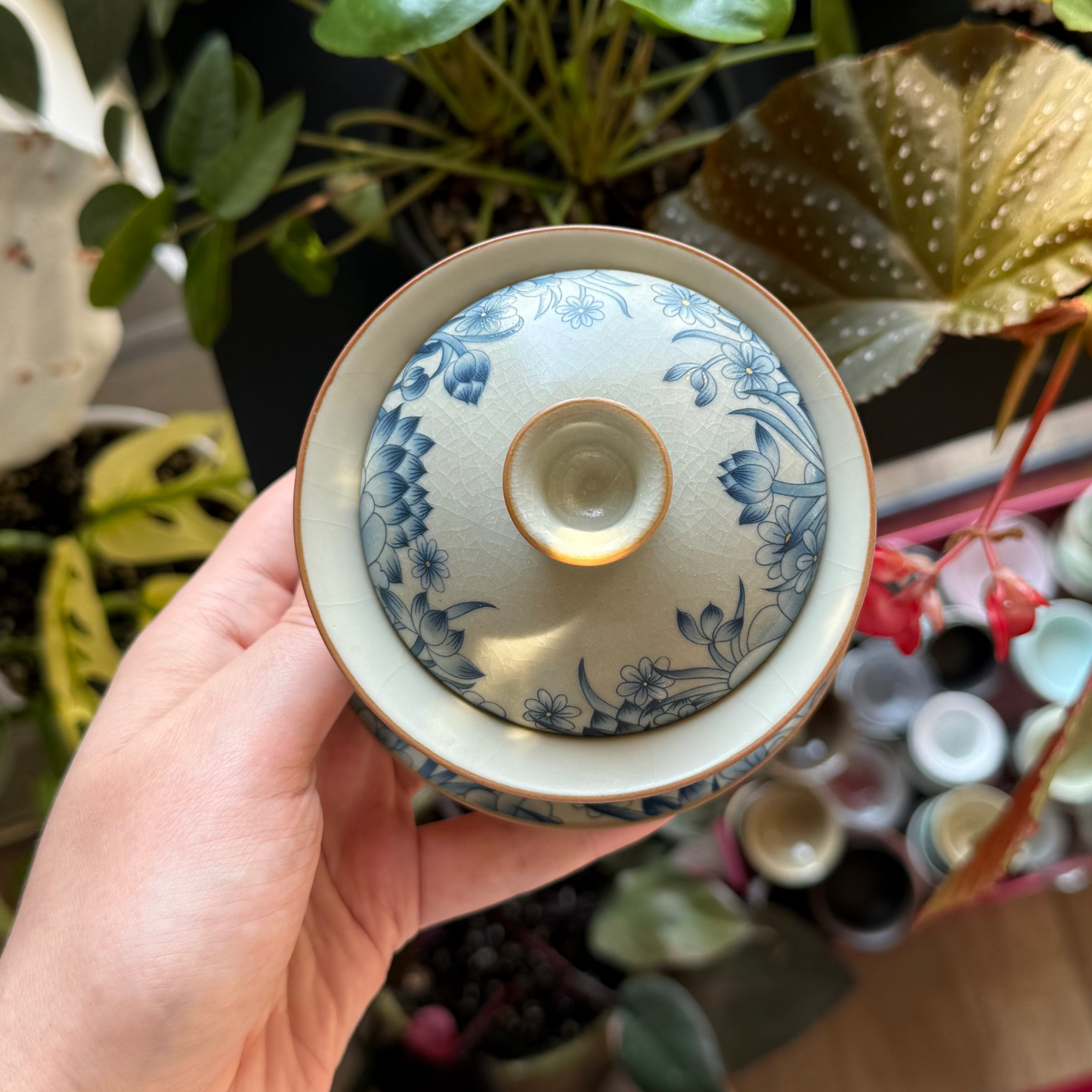 Ceramic Gaiwan with Blue Flowers, 150 ml