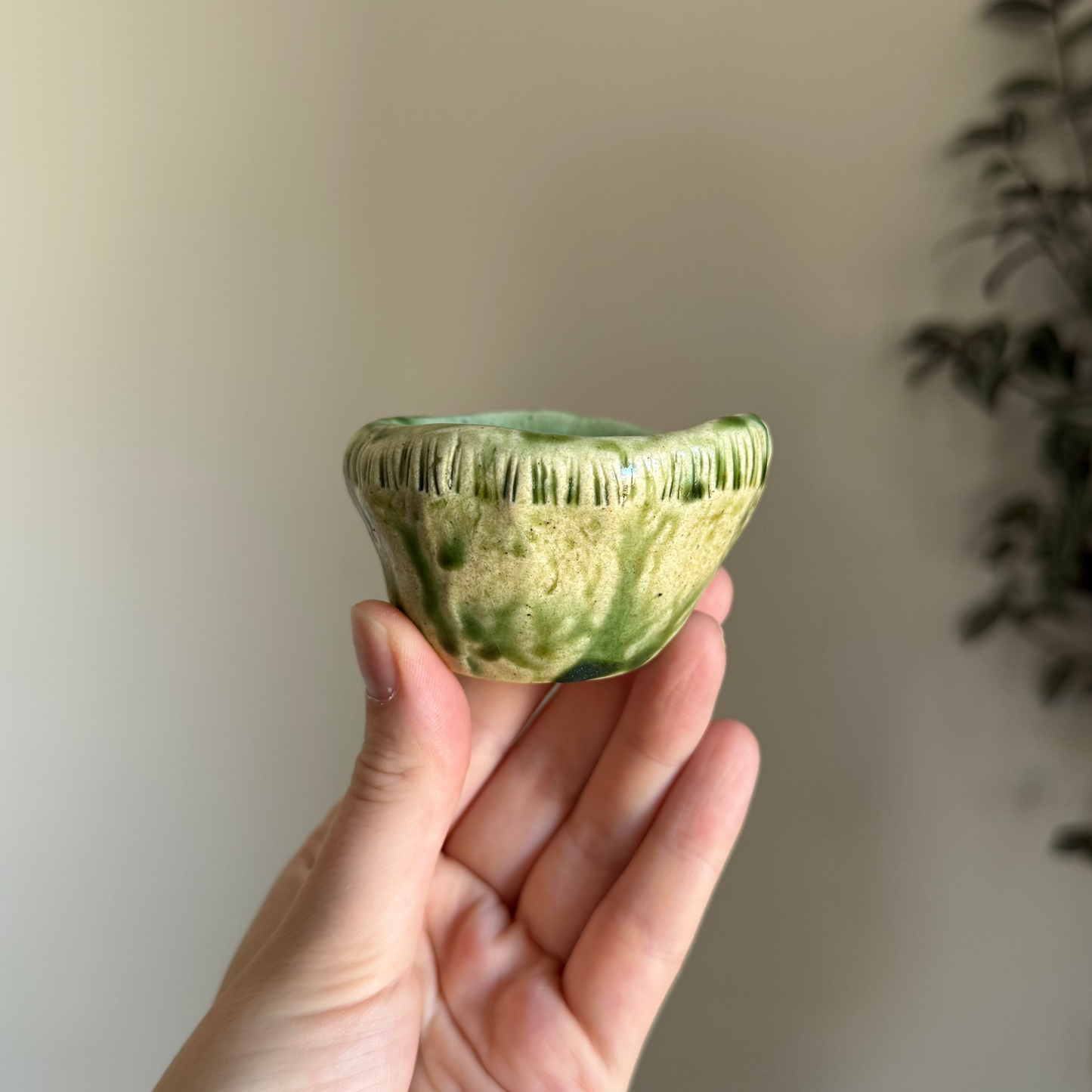 Handcrafted Clay Teacup "Grass"