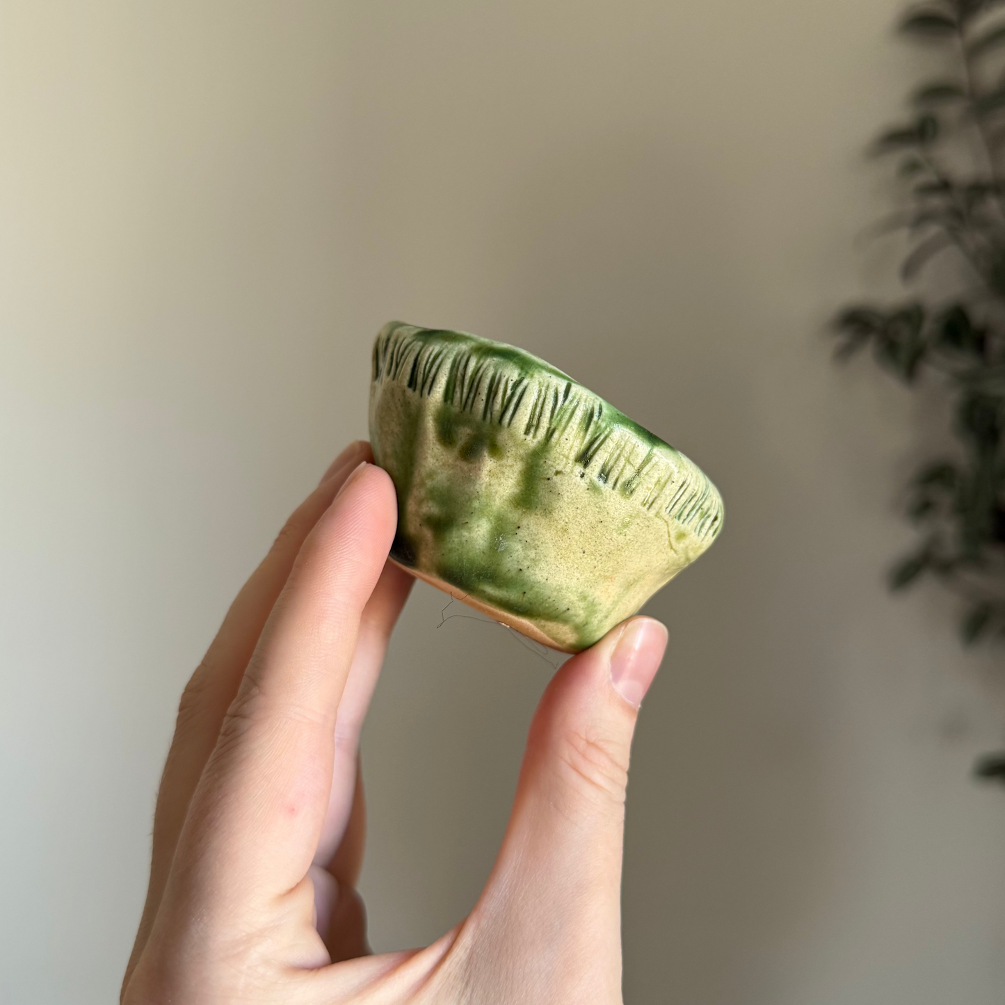 Handcrafted Clay Teacup "Grass"