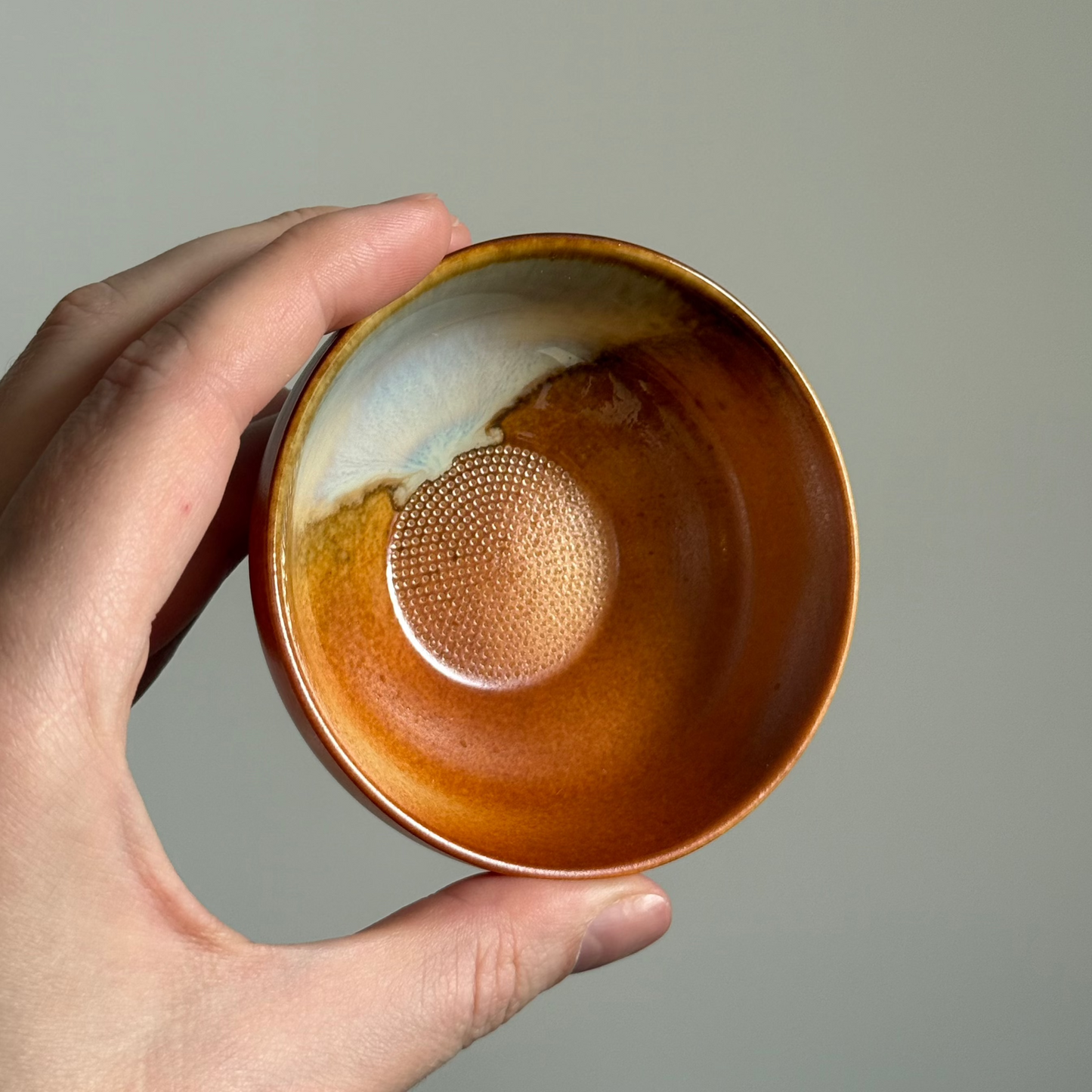 Ochre Tea Strainer with Glaze Drip