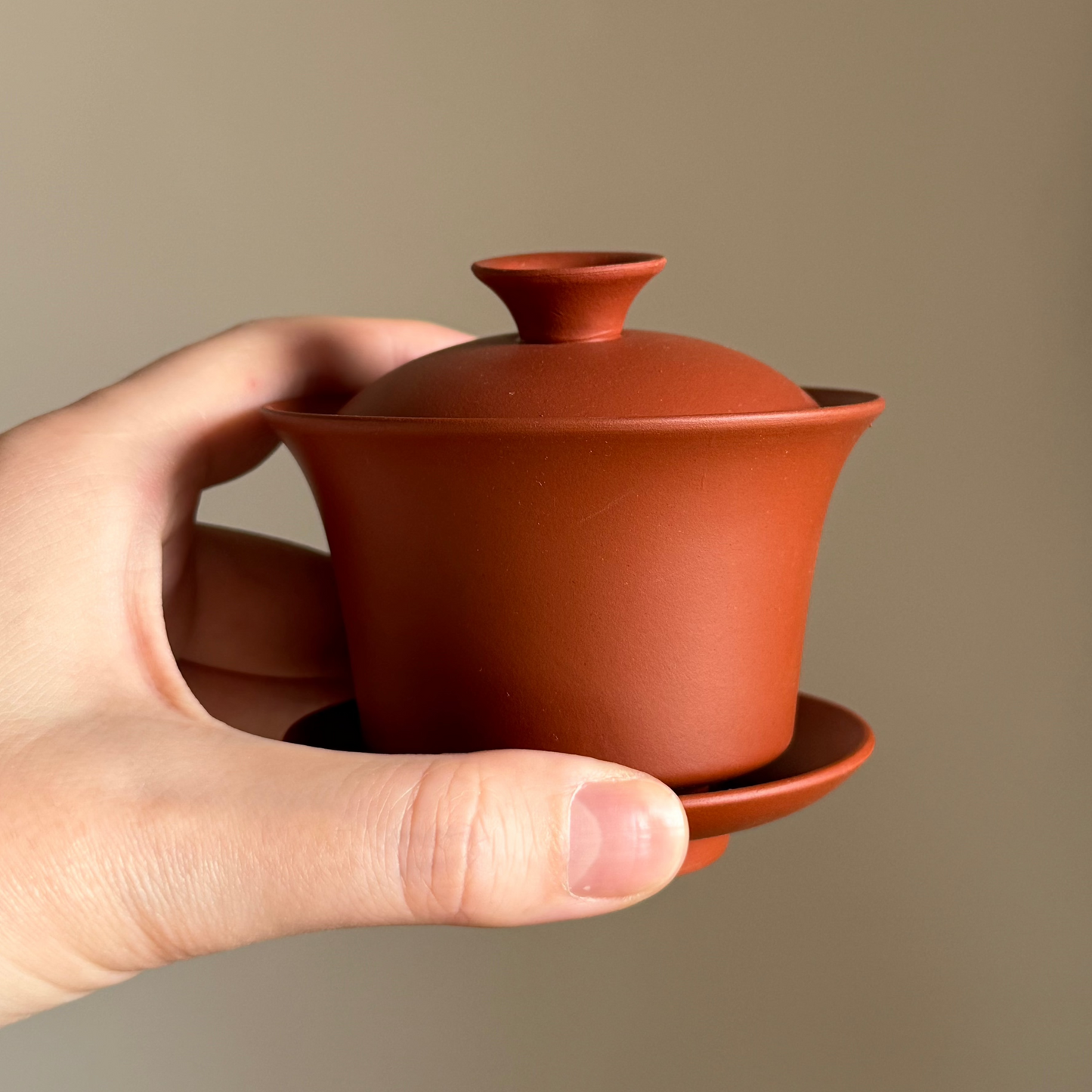 Unglazed Clay Gaiwan, Terracotta, ~100 ml