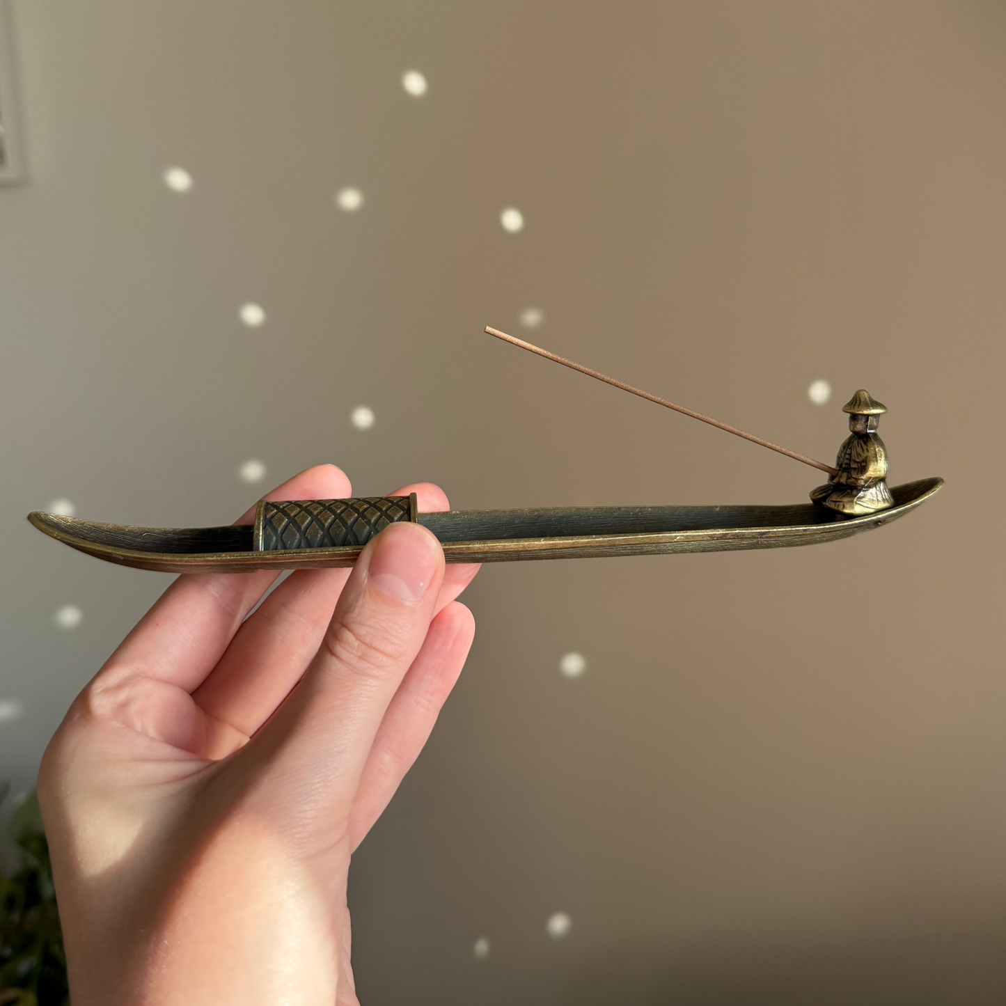 Boat with Fisherman: Metal Incense Holder