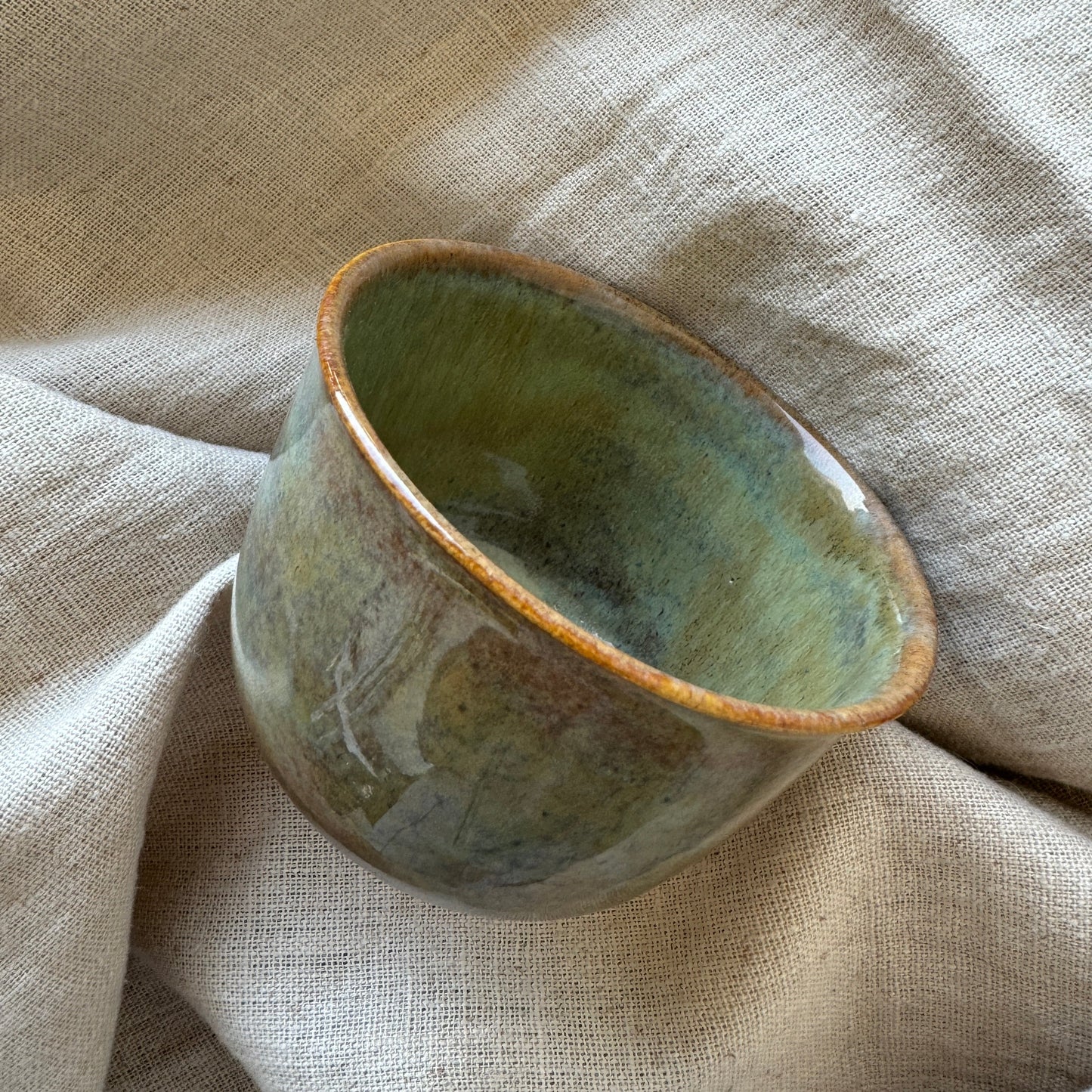 Green Chamotte Clay Tea Bowl, 150 ml