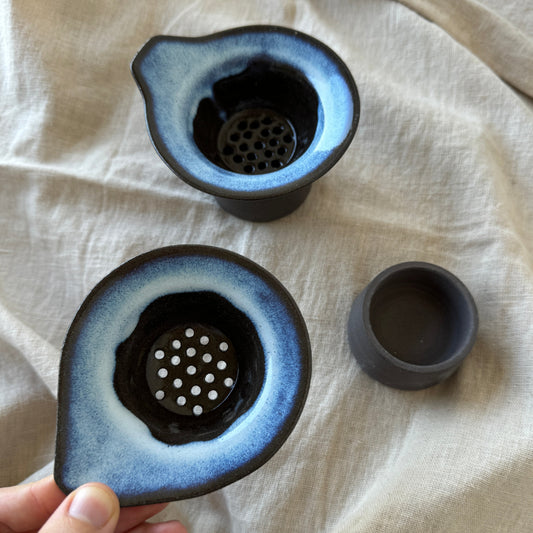 Black Tea Strainer Light Blue Glaze