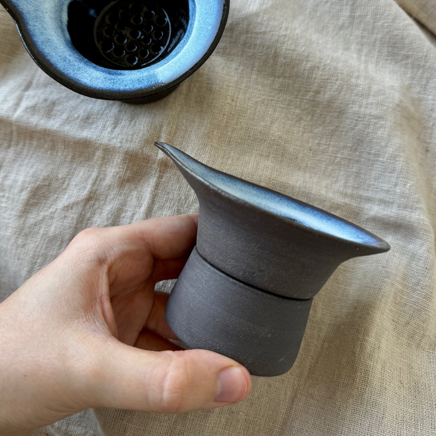 Black Tea Strainer Light Blue Glaze