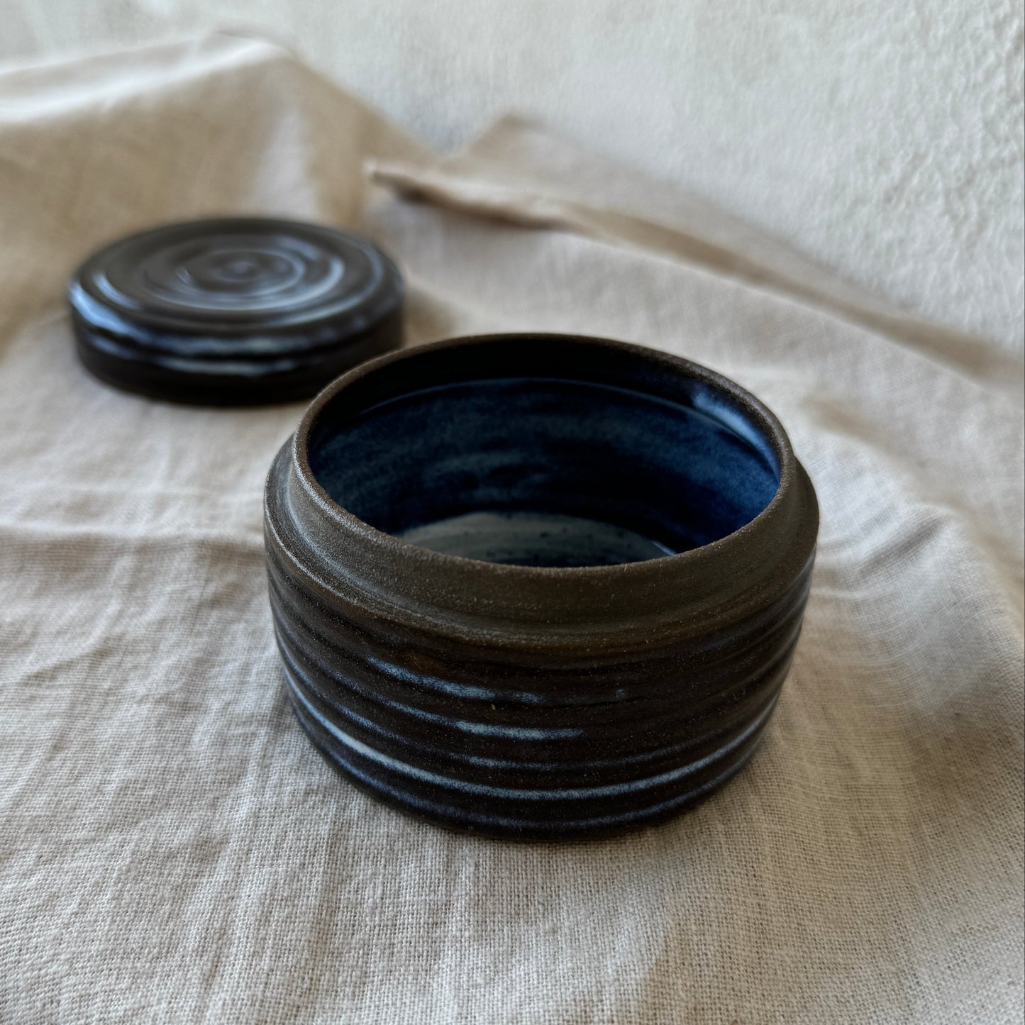 Textured Jar Light Blue Glaze