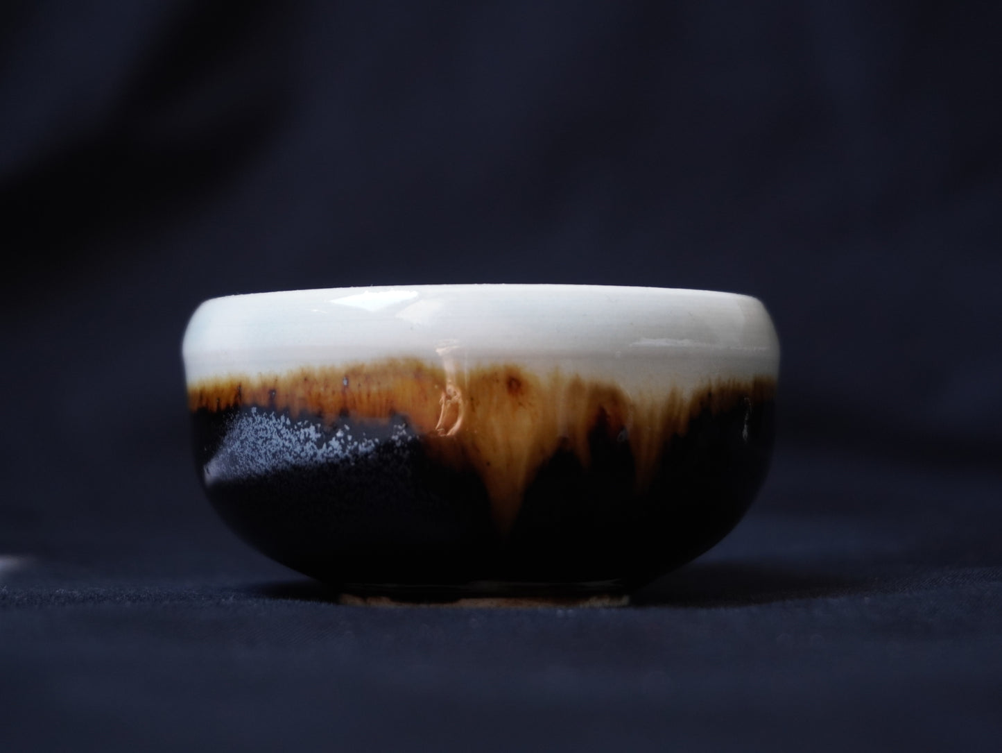 Porcelain Tea Bowl with Tenmoku Glaze, 45 ml