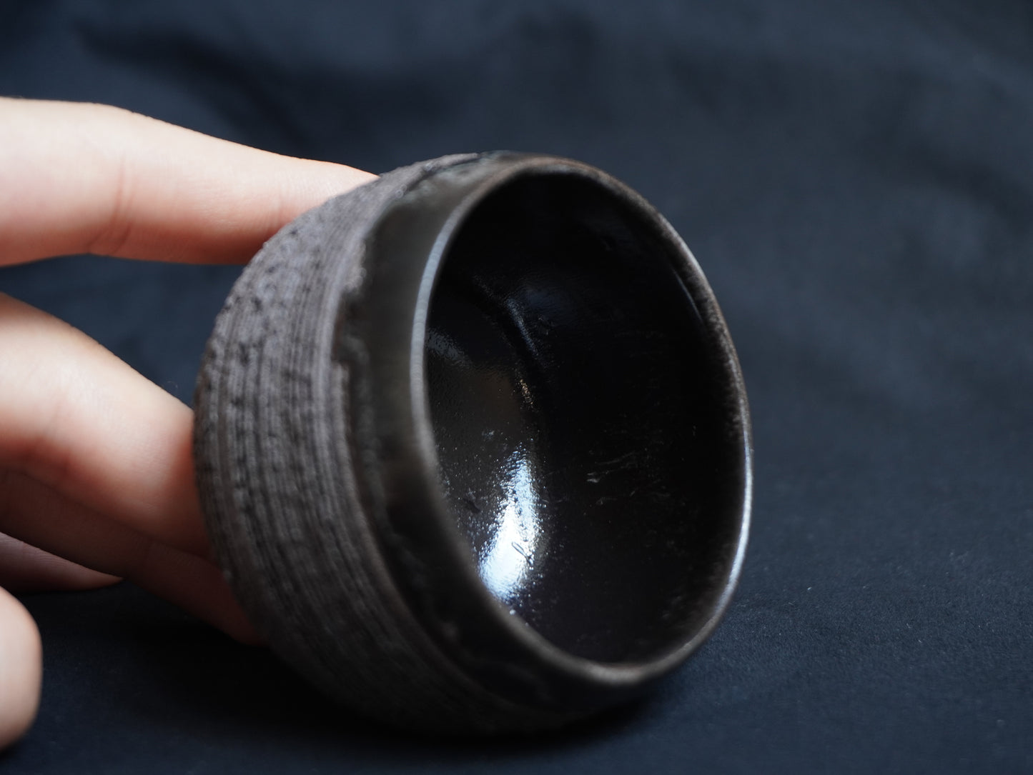 Chamotte Tea Bowl “Black Satin”, 80 ml