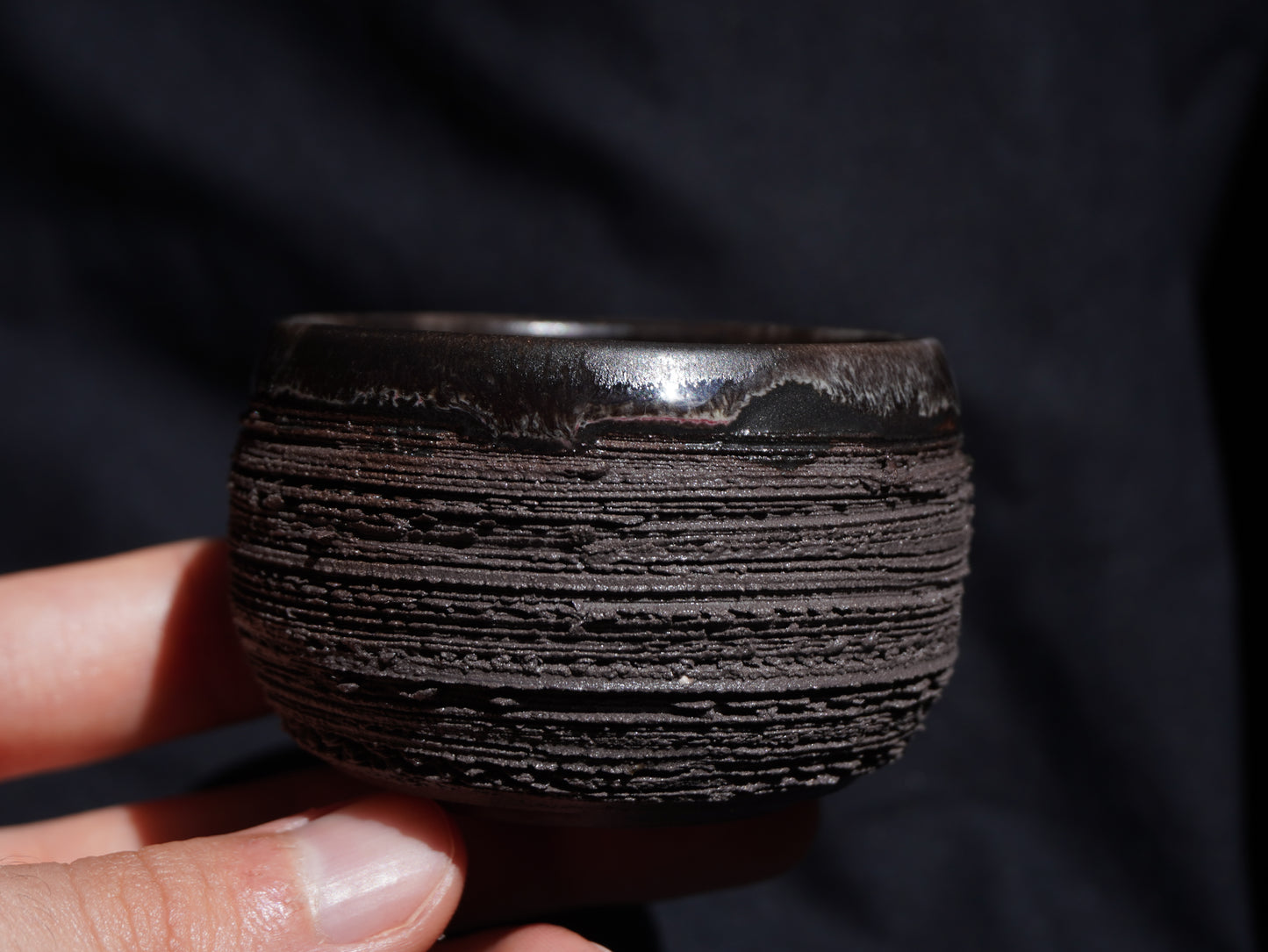 Chamotte Tea Bowl “Black Satin”, 80 ml