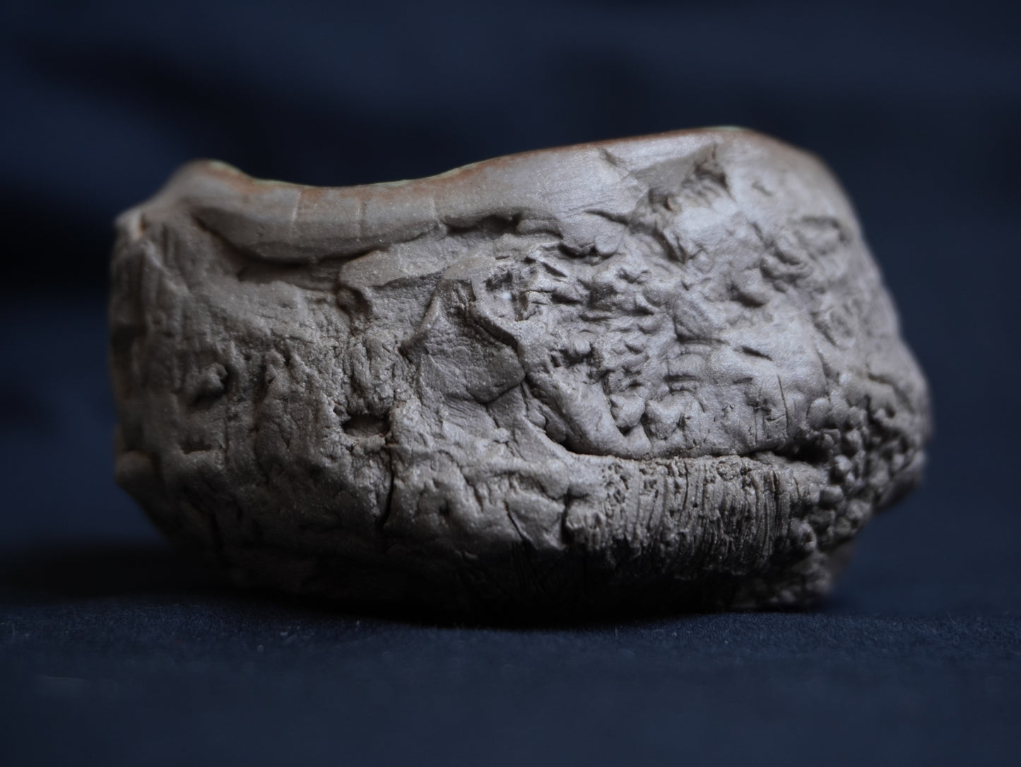 Chamotte Tea Bowl “Mountain River” (Handbuilt), 65 ml