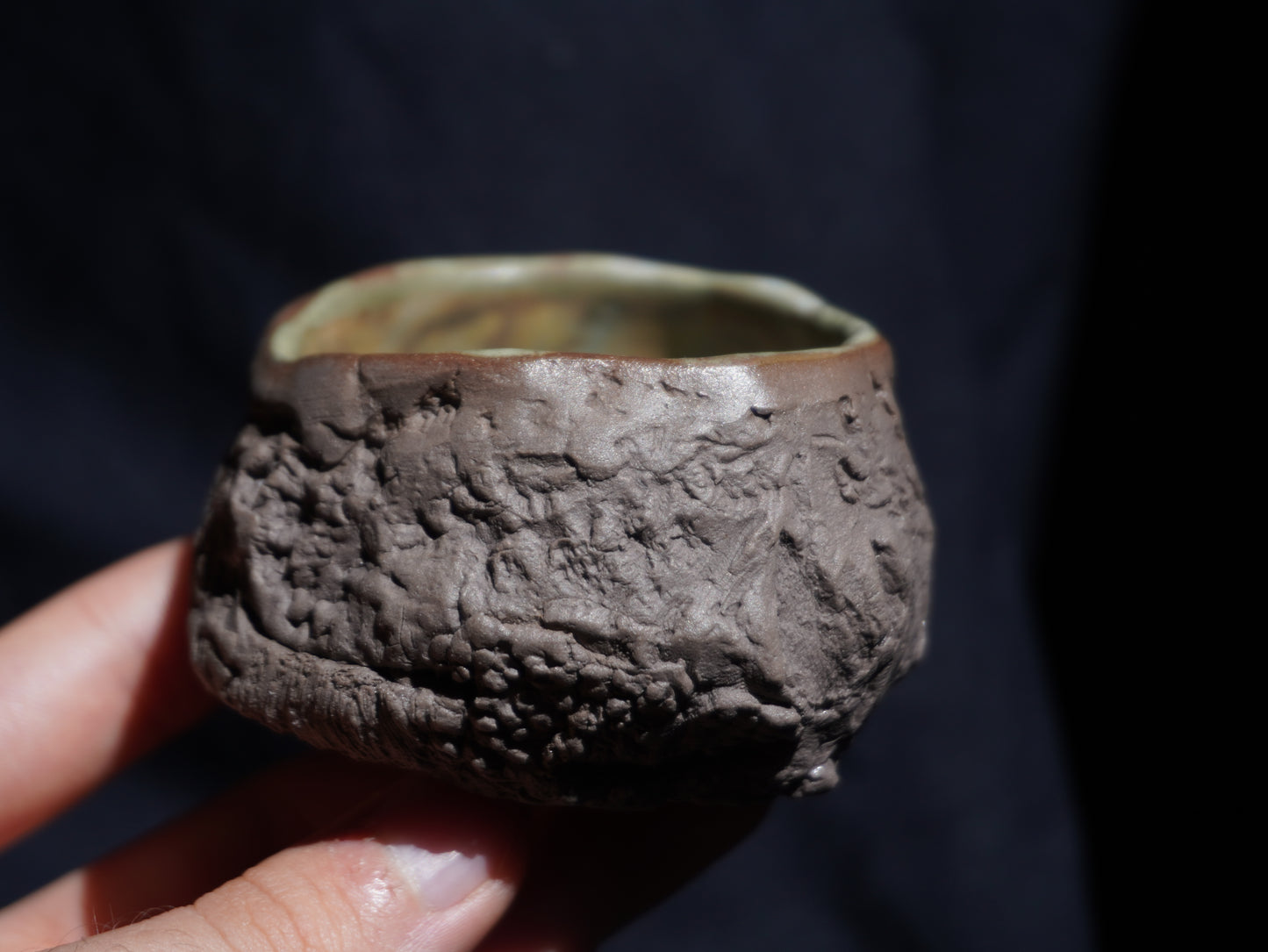 Chamotte Tea Bowl “Mountain River” (Handbuilt), 65 ml