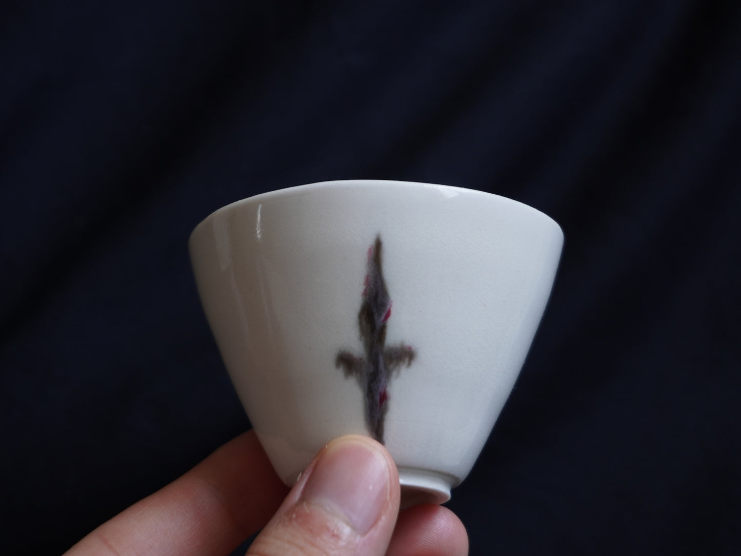 Porcelain Tea Bowl with Cross Motif, 60 ml