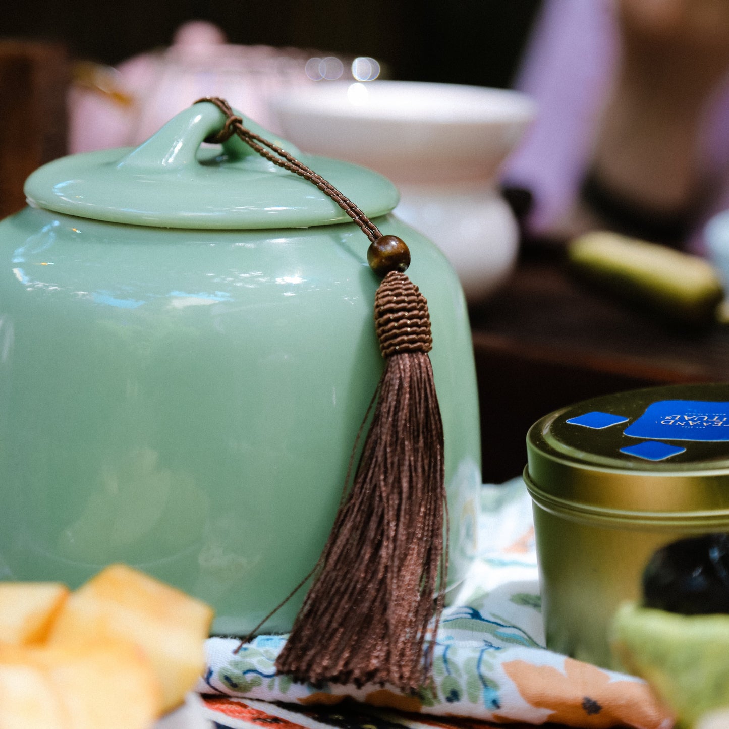 Celadon Tea Jar with Tassel