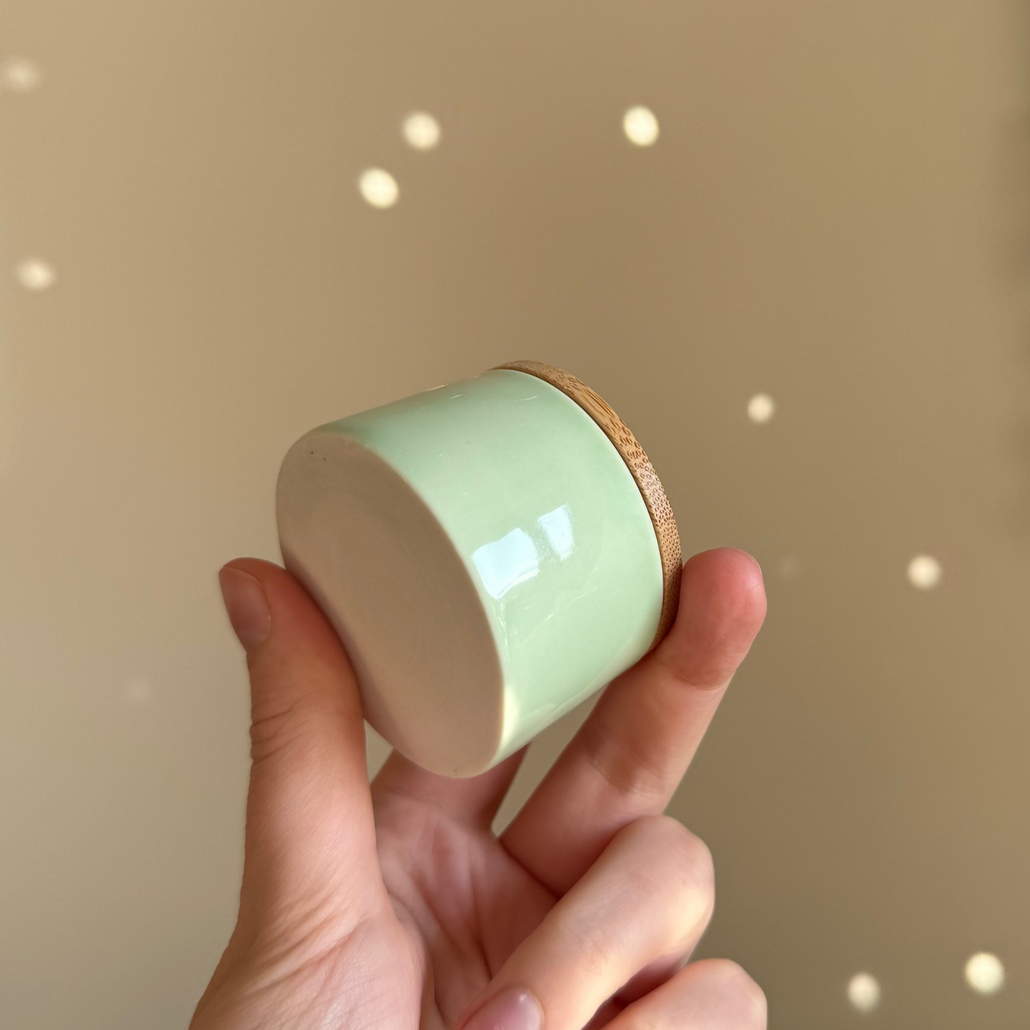 Tiny Glazed Jar with Bamboo Lid