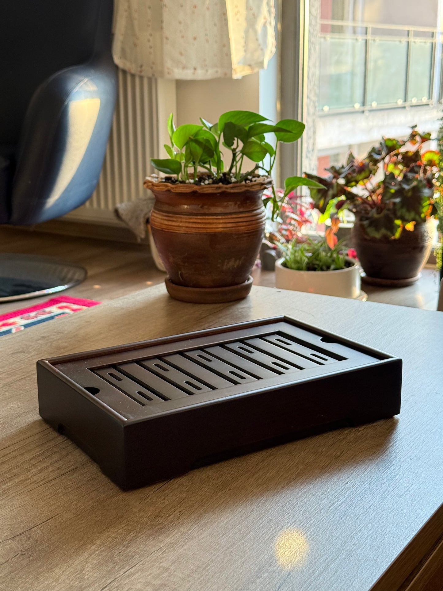 Compact Wooden Tea Tray (dark), 28×18 cm