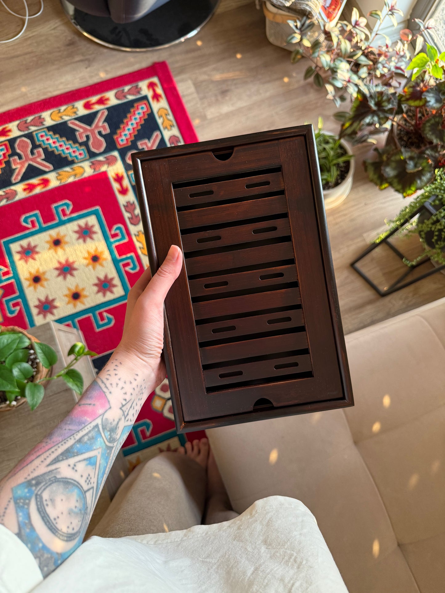 Compact Wooden Tea Tray (dark), 28×18 cm