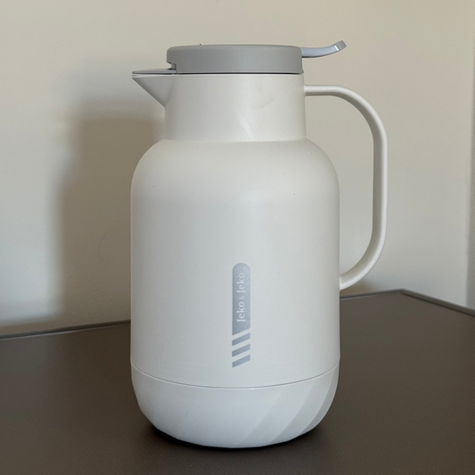 White Glass-Lined Thermos, 1,6L