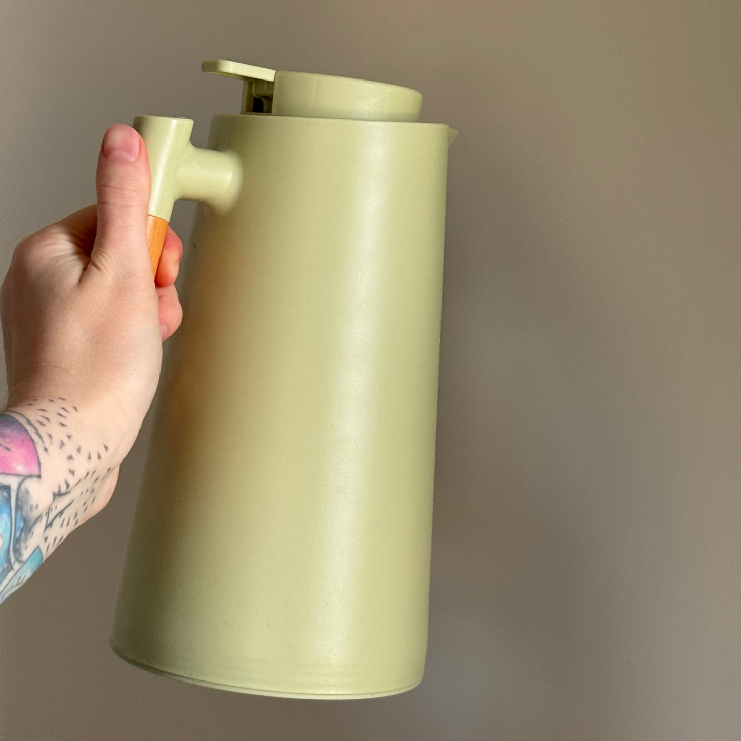 Light Green Glass-Lined Thermos, 1L