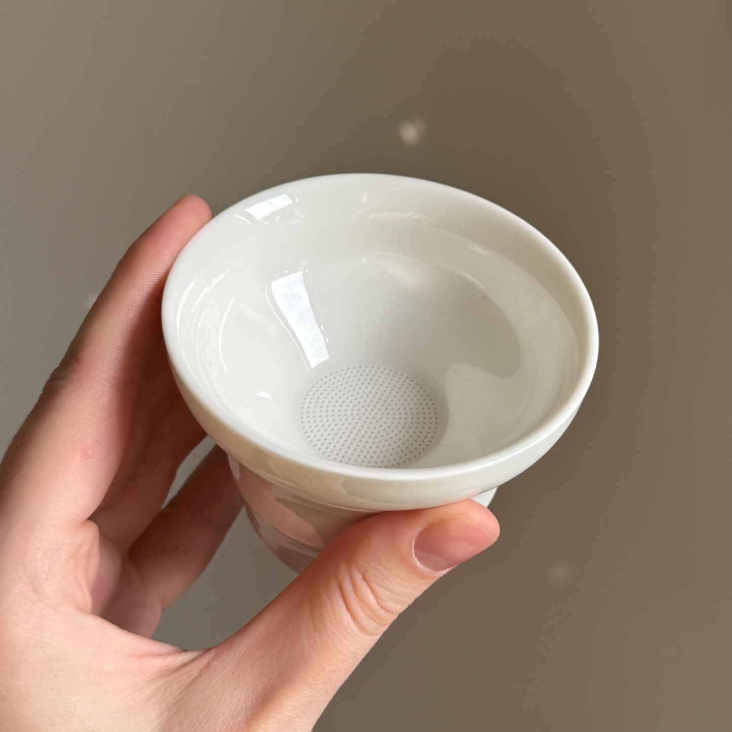 White Ceramic Tea Strainer