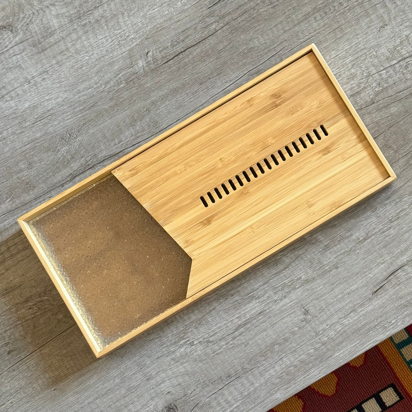 Bamboo Tea Tray (light) with a Glass, 37×17 cm