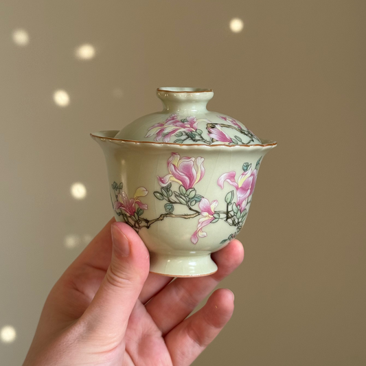 Ceramic Gaiwan with Pink Flowers, 100 ml