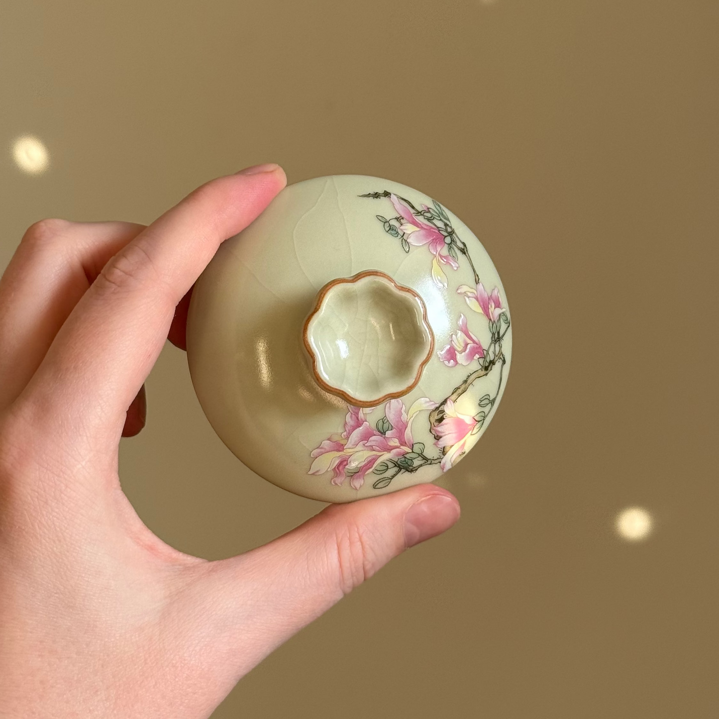 Ceramic Gaiwan with Pink Flowers, 100 ml