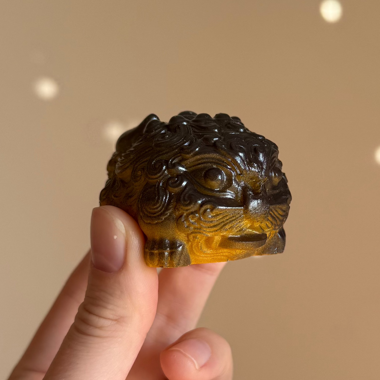 Color-Changing Tea Pet with Two Faces (orange/black)