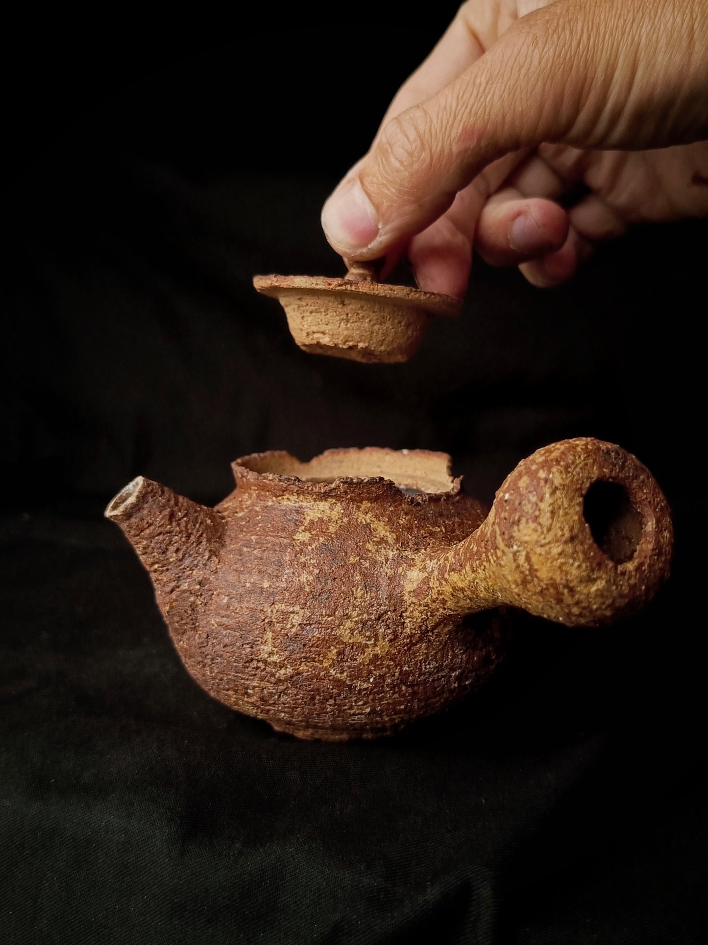 Textured Clay & Ash Glaze Teapot, 170 ml