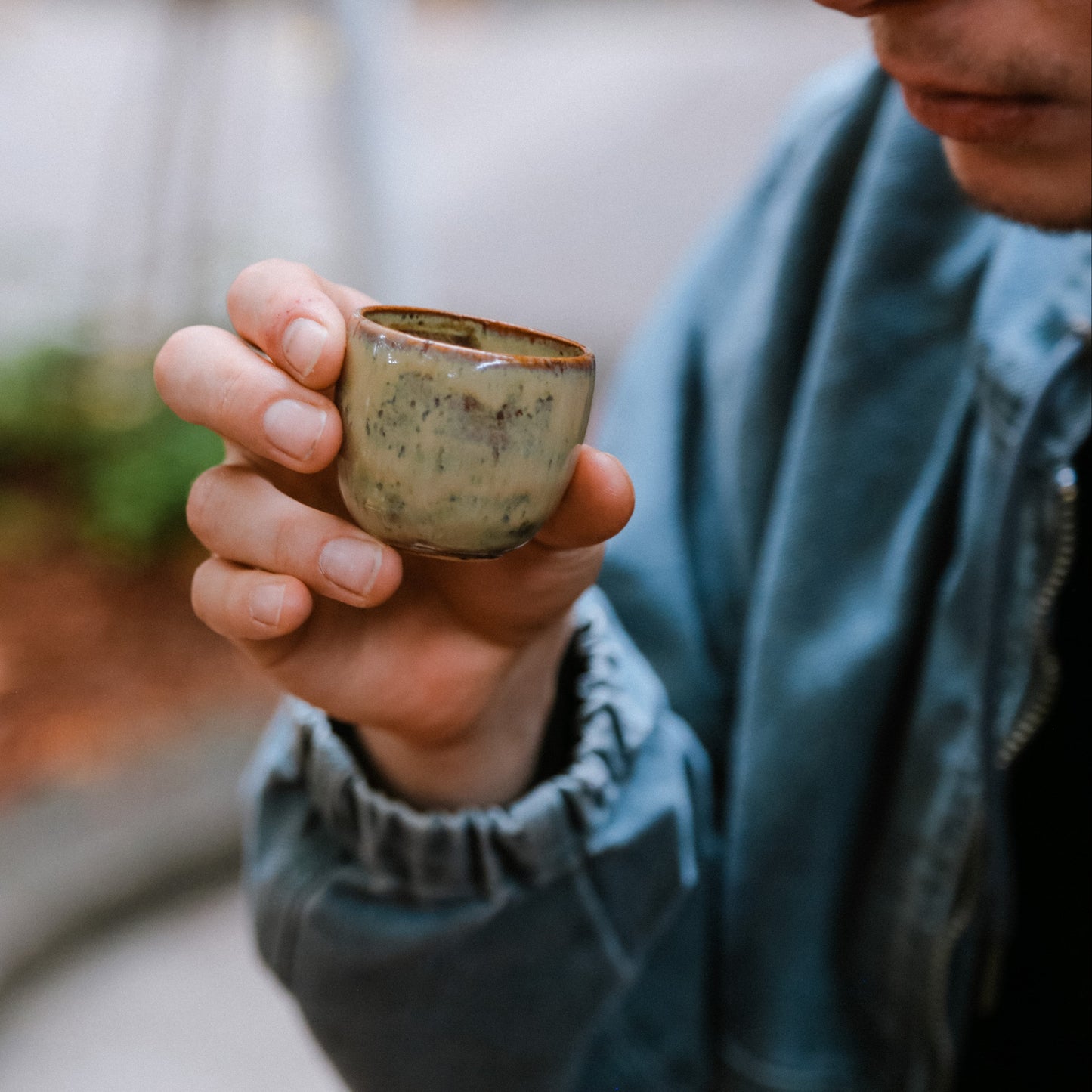 Yellow Speckled Clay Tea Cup, 50 ml