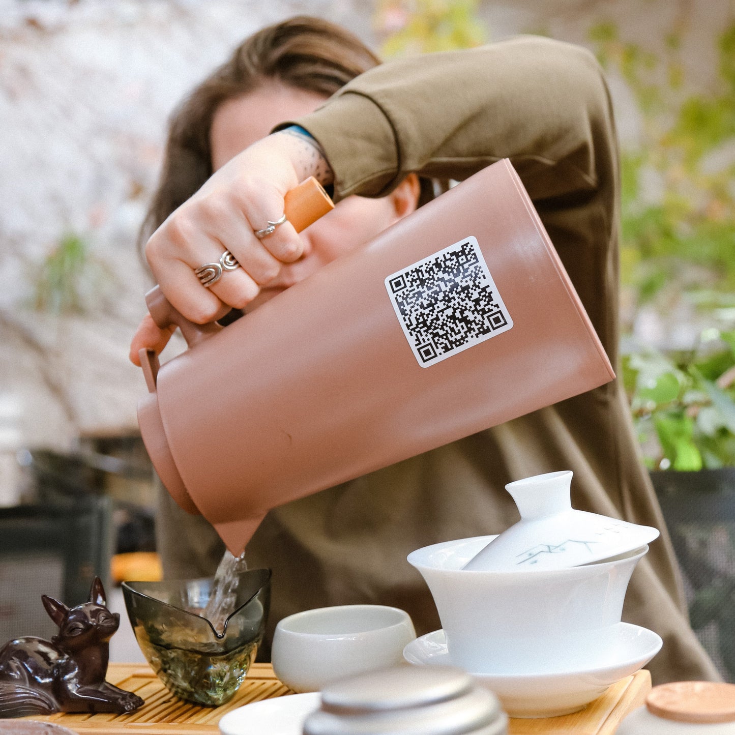 Light Green Glass-Lined Thermos, 1L