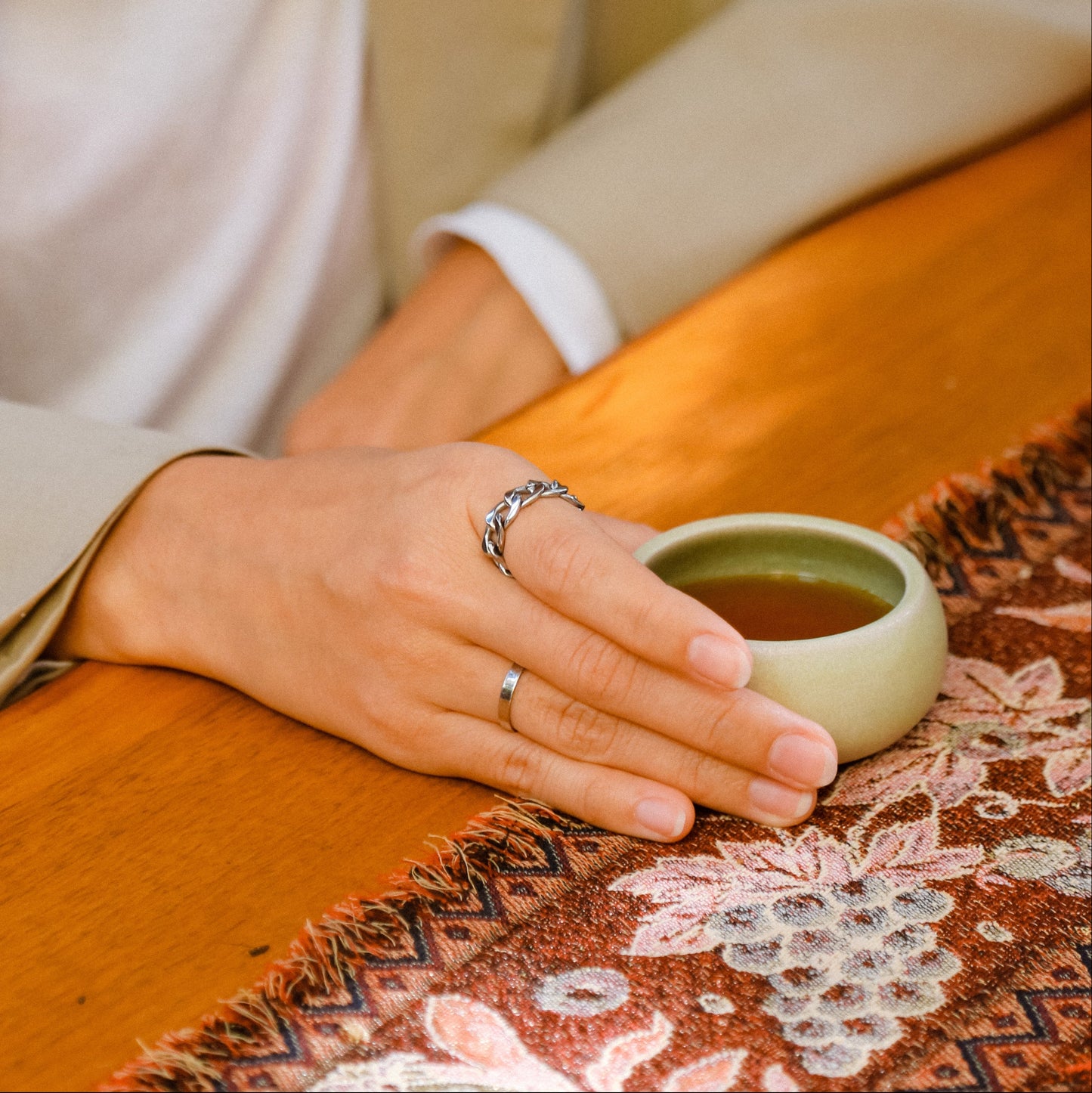 Green Matte Chamotte Tea Bowl, 50 ml