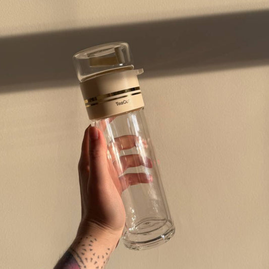 Double-Walled Glass Tea Bottle (biege), 450 ml